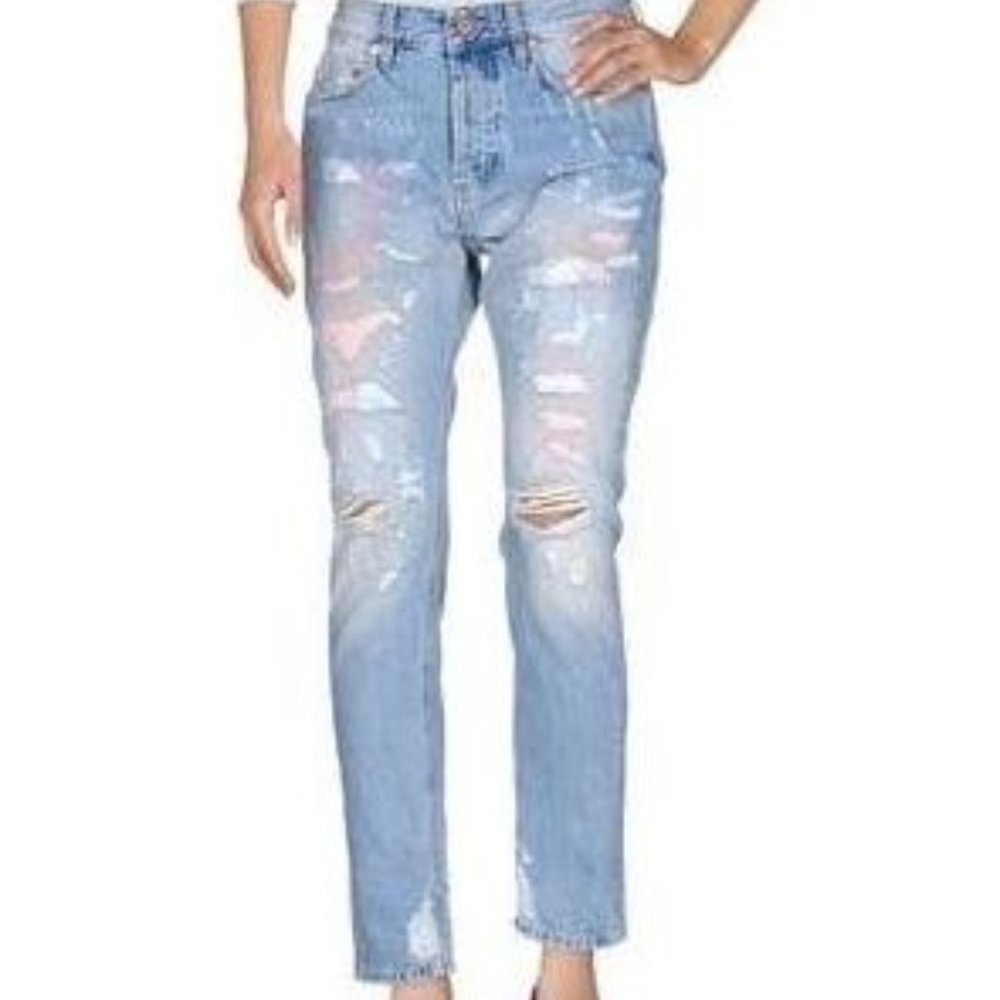 NWT MAURO GRIFONI ITALIAN Ripped BOYFRIEND JEANS